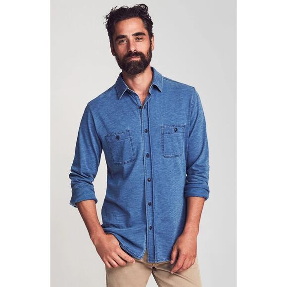 Faherty knit seasons Blue button Down Long Sleeve - Picture 1 of 6